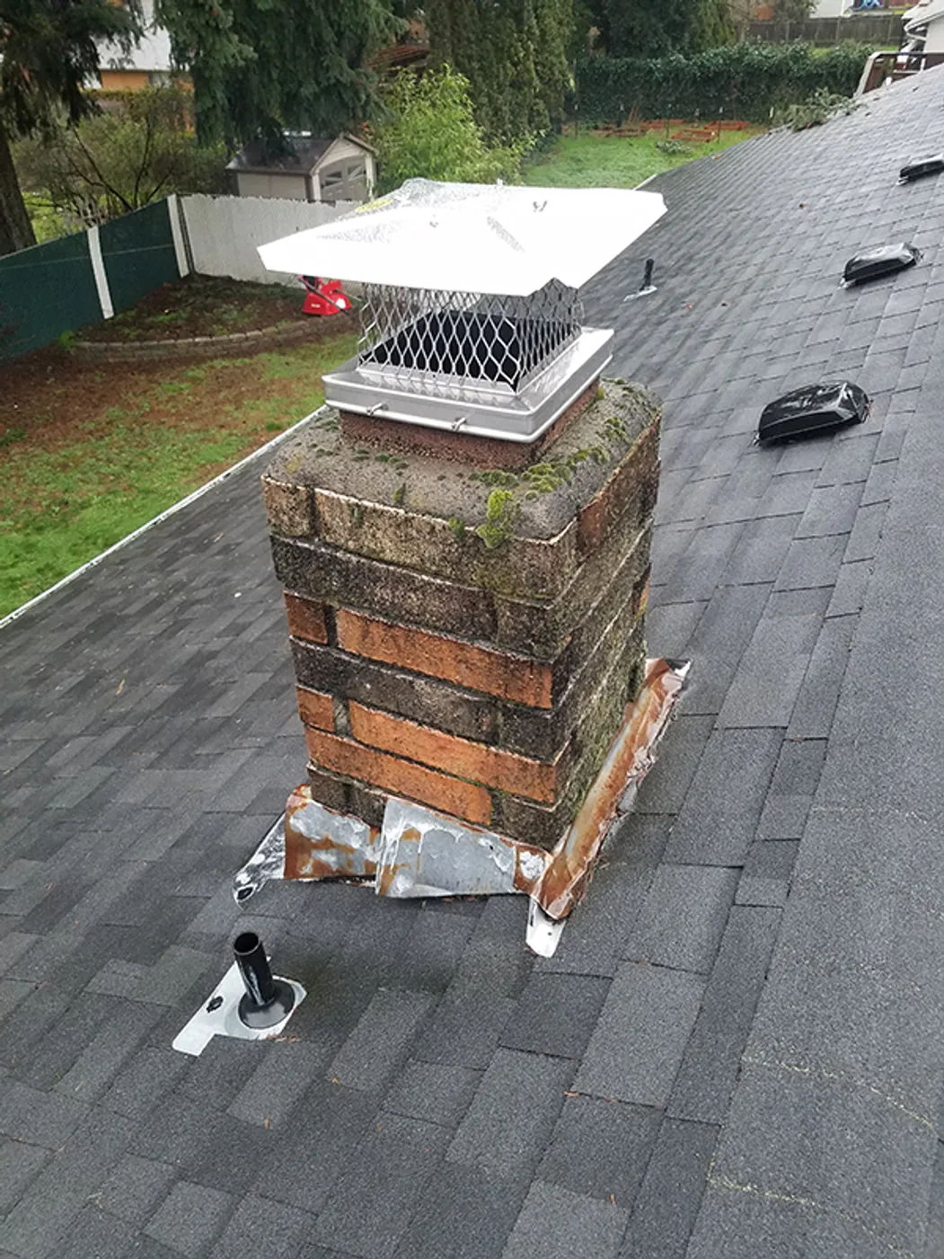 Comparison showing a dirty chimney flue with creosote buildup versus a clean flue after a Matchbox Chimney sweep